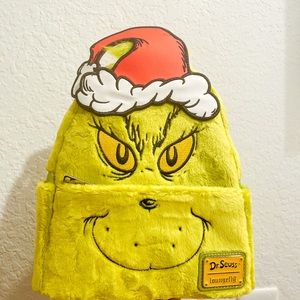 Universal Studios Dr Seuss The Grinch Loungefly Backpack W/Removable Hat NWT🎄